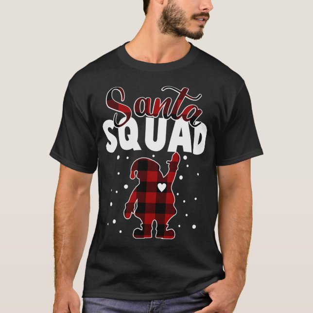 Buffalo Plaid Santa Squad Christmas Family Matchin T-Shirt (Front)