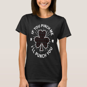 Buffalo Plaid Shamrock Pinch Me St Patrick's Day J T-Shirt