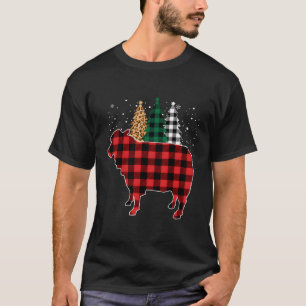 Buffalo Plaid Sheep Tree Leopard Print Christmas P T-Shirt