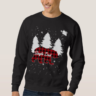 Buffalo Plaid Single Dad Bear Christmas Tree Pajam Sweatshirt