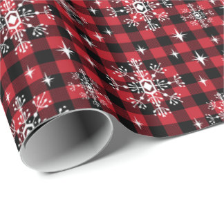 Buffalo Plaid snowflake christmas pattern Wrapping Paper
