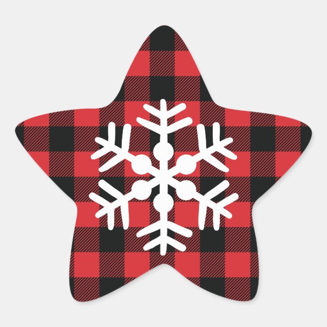 Buffalo plaid snowflake star sticker (Front)