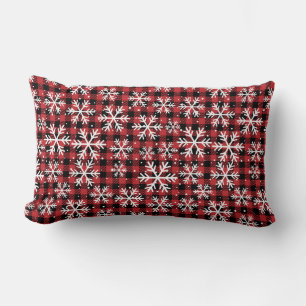 Buffalo Plaid Snowflake Winter Pattern Lumbar Cushion