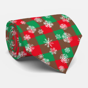  Buffalo Plaid Snowflakes Christmas Tie