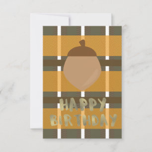 Buffalo Plaid Thanksgiving Fall Birthday Gold Foil Card
