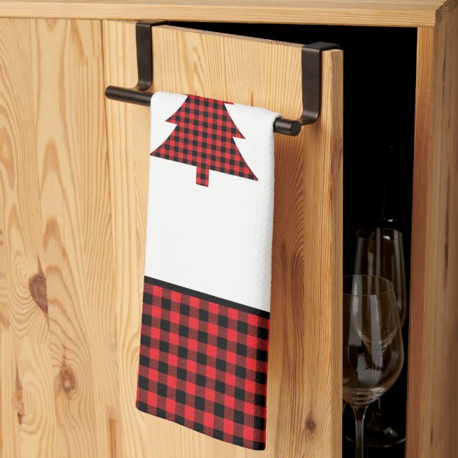 Buffalo Plaid Tree Tea Towel (Thirds Fold)