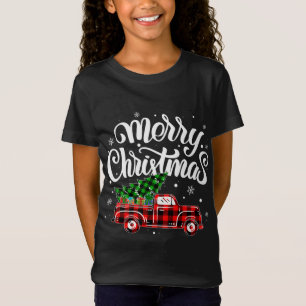 Buffalo Plaid Truck Wagon Christmas Tree Car Xmas  T-Shirt