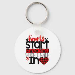 Buffalo Plaid Valentines Shirt Hearts Start Breaki Key Ring