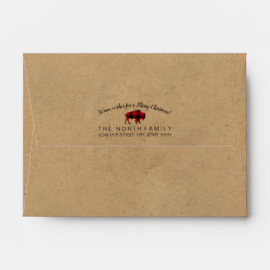 Buffalo Plaid Warm Wishes Red/ Kraft ID603 Envelope