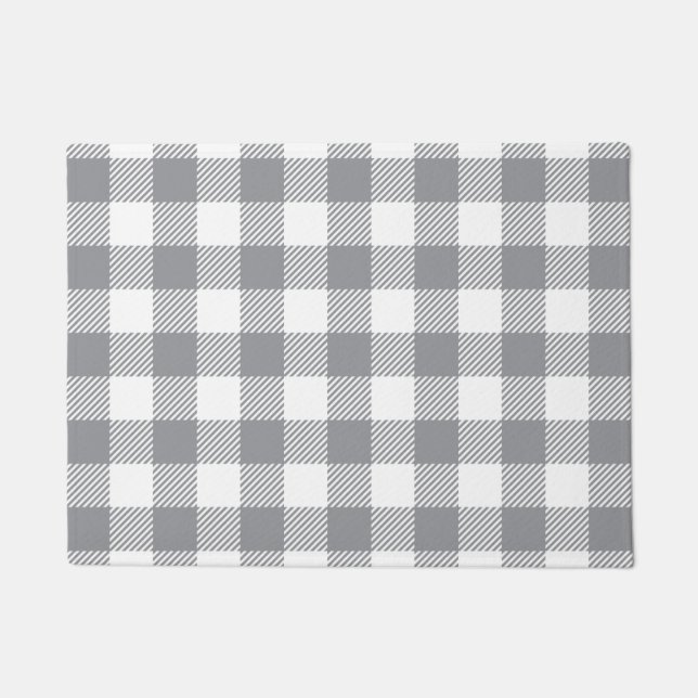 Buffalo Plaid  - White and Grey Doormat (Front)