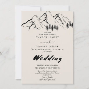 Buffalo Plaid Wilderness Wedding Invitation