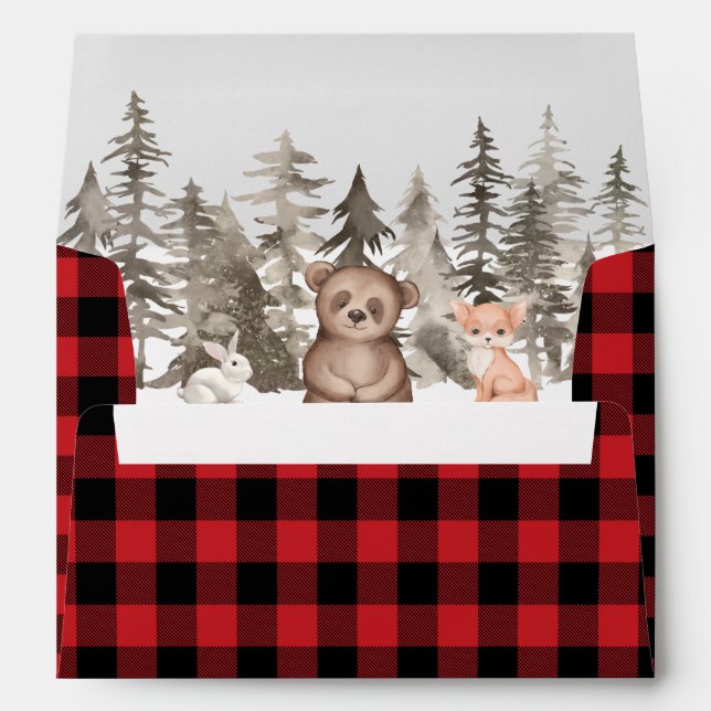Buffalo Plaid Woodland 5x7 Card or Invite envelope (Back (Bottom))