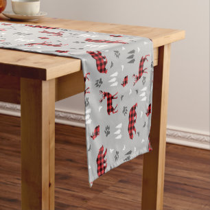 Buffalo Plaid Woodland Animals Pattern Short Table Runner