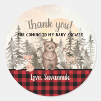 Buffalo Plaid Woodland Baby Shower Thank you
