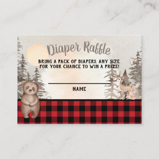 Buffalo Plaid Woodland Diaper Raffle Enclosure Card