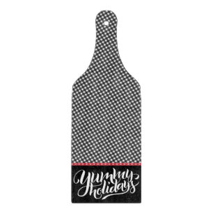 Buffalo Plaid Yummy Holidays Typography Red Black Cutting Board