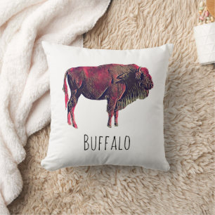 Buffalo Portrait Design For Bison or Wisent Animal Cushion