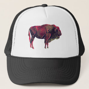 Buffalo Portrait Design For Bison or Wisent Animal Trucker Hat