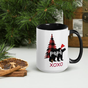 Buffalo Print Papa Bear Cute Christmas Mug