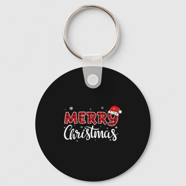 Buffalo Red And Black Plaid For Men Women Merry Ch Key Ring (Front)