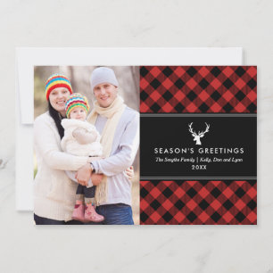 Buffalo Red and Black Plaid Photo Holiday Card