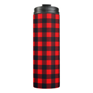 Buffalo Red and Black Shepherd's Plaid Pattern Thermal Tumbler