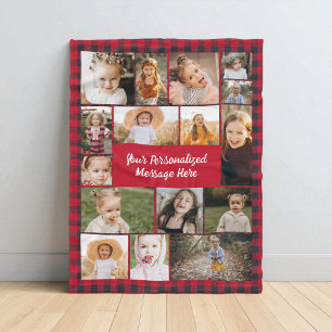Buffalo Red Black Plaid 16 Photo Collage  Fleece Blanket