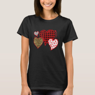 Buffalo Red Black Plaid And Leopard Hearts Valenti T-Shirt