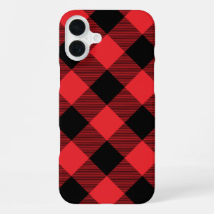 Buffalo Red Black Plaid Check iPhone 16 Plus Case
