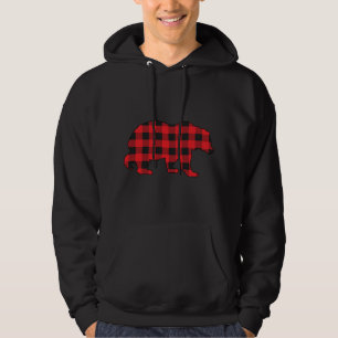 Buffalo Red Plaid Check Bear Matching Couple Xmas  Hoodie