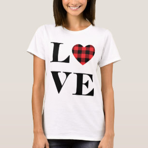 Buffalo Red Plaid Heart Love t-shirt