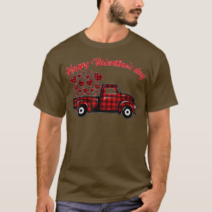 Buffalo Red Plaid Hearts Pickup Truck Cute Valenti T-Shirt