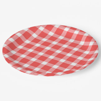 Buffalo Red White Plaid Holiday Picnic Classic Paper Plate