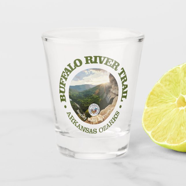 Buffalo River Trail (rd) Shot Glass (Front)
