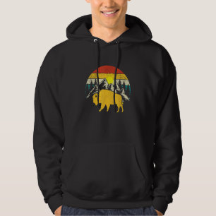 Buffalo Silhouette Bison  Fluffy Cows Buffalo Mamm Hoodie