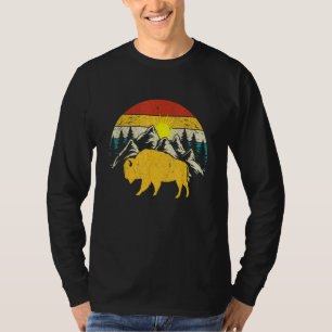 Buffalo Silhouette Bison  Fluffy Cows Buffalo Mamm T-Shirt