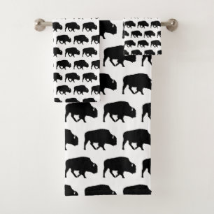 Buffalo Silhouette Pattern Graphic Bath Towel Set
