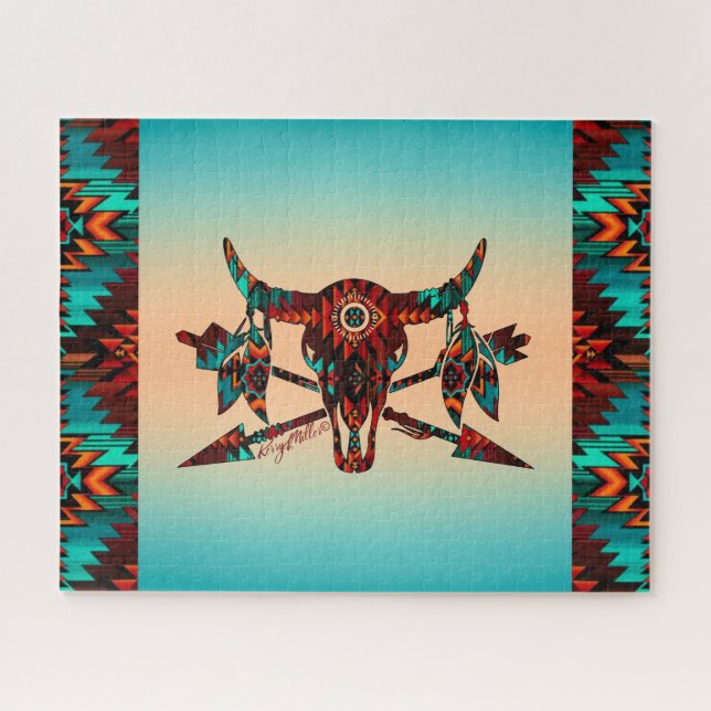 Buffalo Skull And Arrows Jigsaw Puzzle (Horizontal)