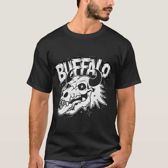 Buffalo Skull Art  T-Shirt (Front)
