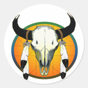 buffalo skull classic round sticker