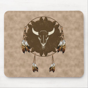 Buffalo Skull Dream Catcher Mouse Pad