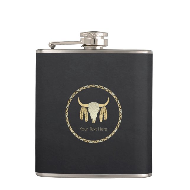 Buffalo Skull Hip Flask (Front)