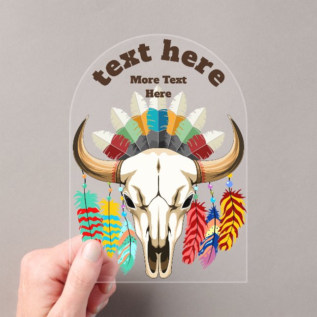 Buffalo Skull Native American Emblem Acrylic Invitations (Insitu (Handheld))