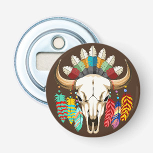Buffalo Skull Native American Emblem Bottle Opener