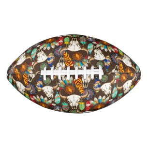 Buffalo Skull Native American Emblem Football