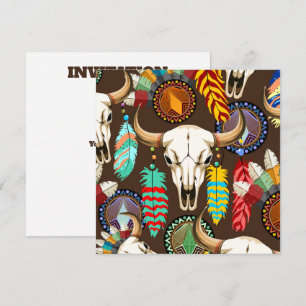 Buffalo Skull Native American Emblem Invitation