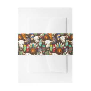 Buffalo Skull Native American Emblem Invitation Belly Band