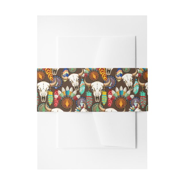 Buffalo Skull Native American Emblem Invitation Belly Band (Front Example)