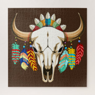 Buffalo Skull Native American Emblem Jigsaw Puzzle