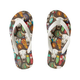 Buffalo Skull Native American Emblem Kid's Jandals